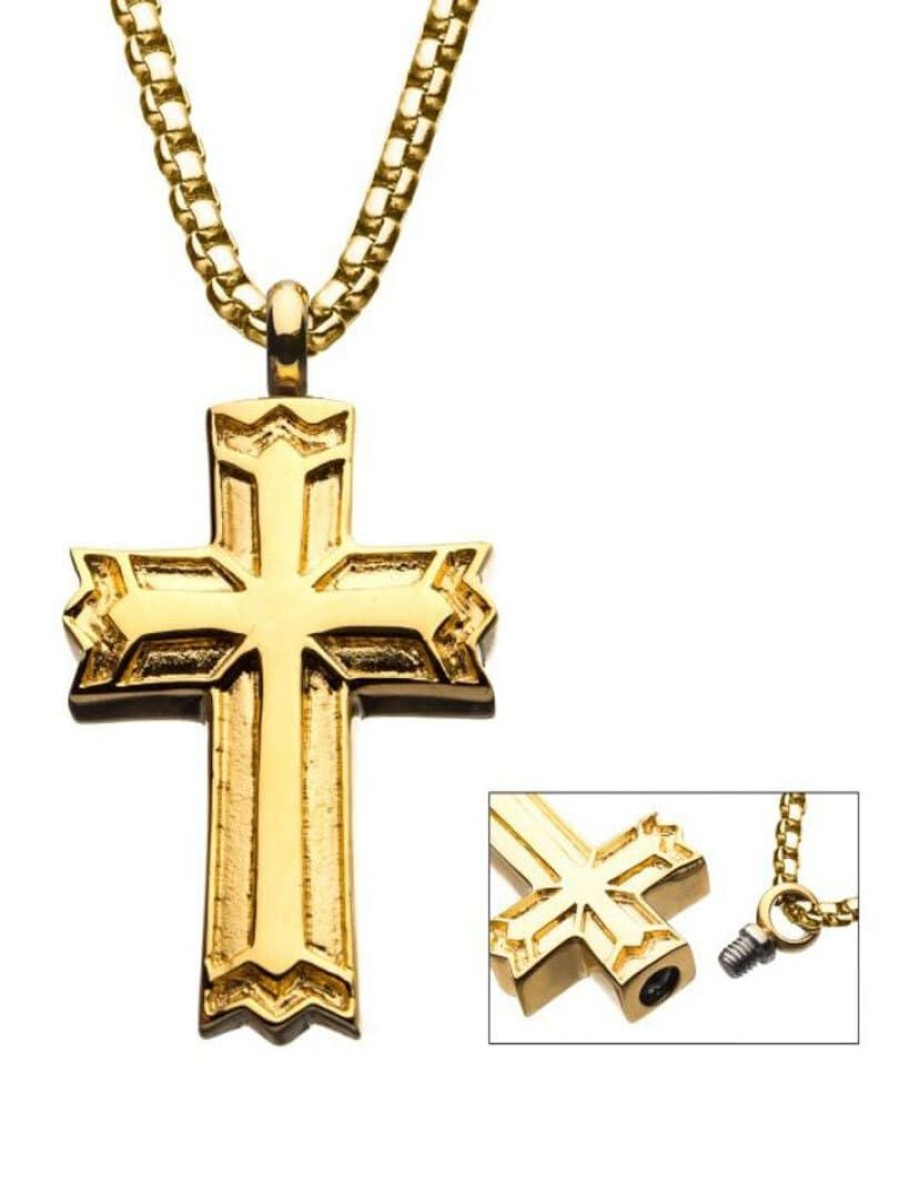 Wholesale Inox Gothic Cross Inox Kaulakoru - Kultainen