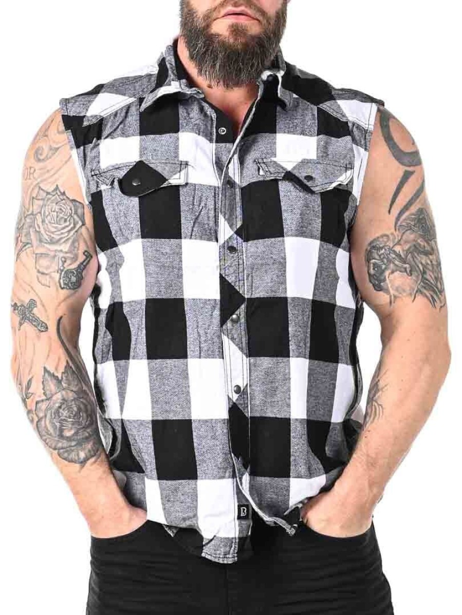 Best Brandit Checkshirt Sleeveless Paita - Valkoinen/Musta