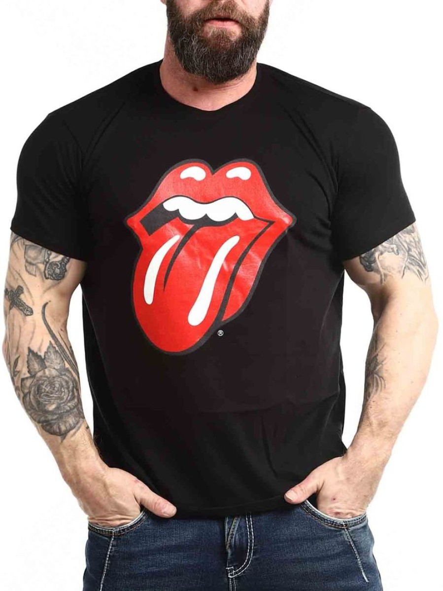 Clearance Urban Classics Rolling Stones Tongue T-Paita - Musta