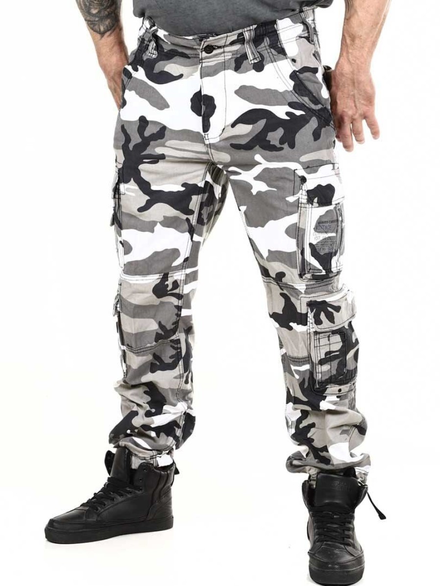 New Brandit Brandit Pure Slim Fit Housut - Valkoinen/Camo