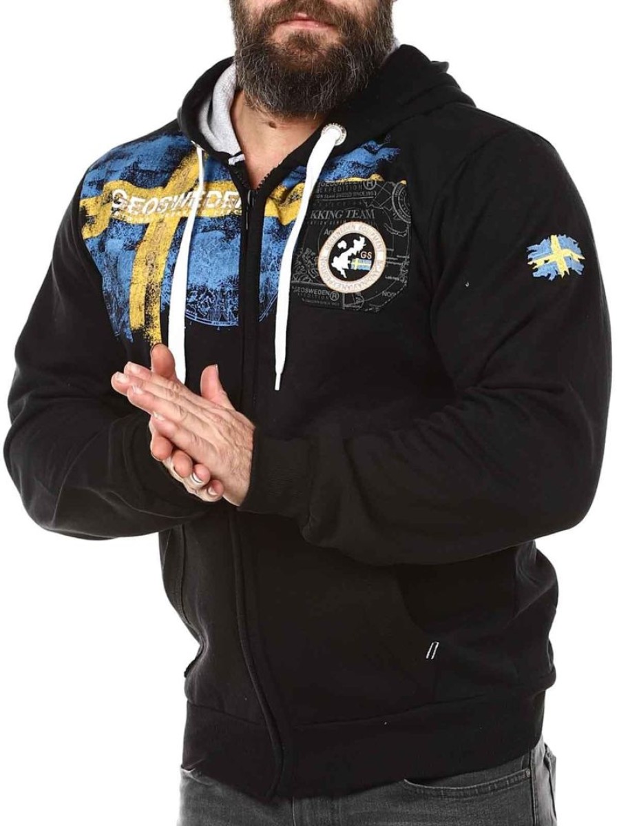 Hot Geographical Norway Genox Geo Sweden Zip Huppari - Musta