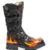 Hot New Rock Shoes Motorcycle New Rock Bootsit - Musta