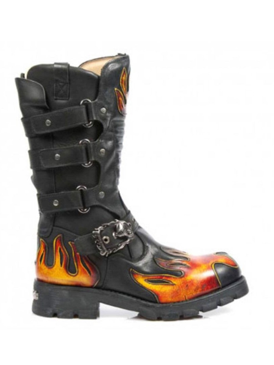 Hot New Rock Shoes Motorcycle New Rock Bootsit - Musta