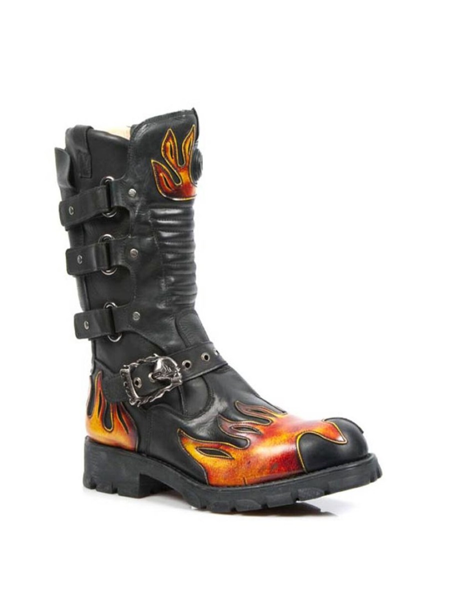 Hot New Rock Shoes Motorcycle New Rock Bootsit - Musta