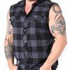 Online Brandit Checkshirt Sleeveless Paita - Musta/Harmaa