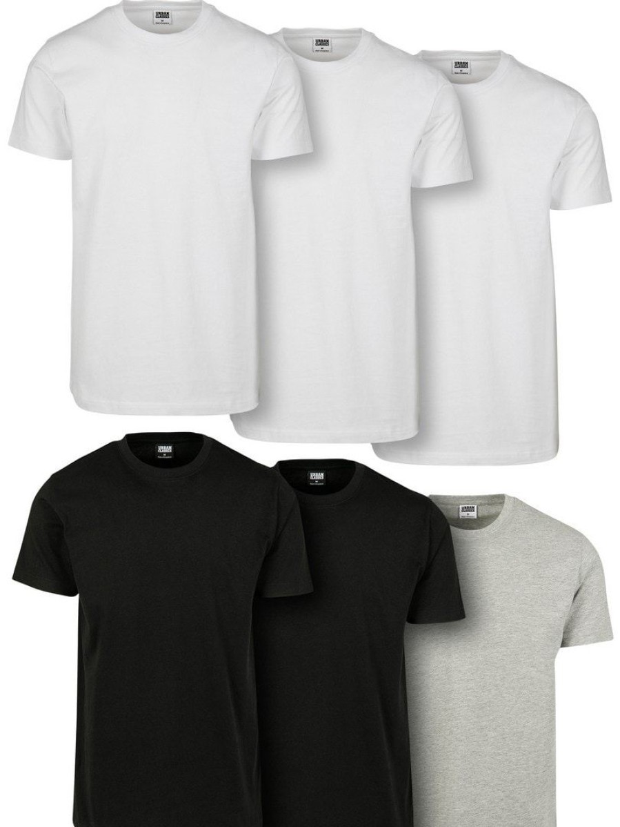 Wholesale Urban Classics Basic Urban Classics T-Paita 6-Pack - Musta/Valkoinen/Harmaa