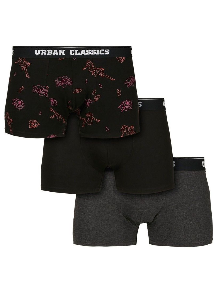 Hot Urban Classics 3-Pack Urban Classics Bokserishortsit - Musta/Harmaa/Punainen