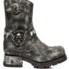 New New Rock Flame Skull New Rock Bootsit - Dirty Black