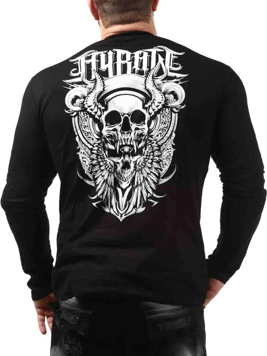 Clearance Hyraw Hyraw Skull Wings Pitkahihainen - Musta