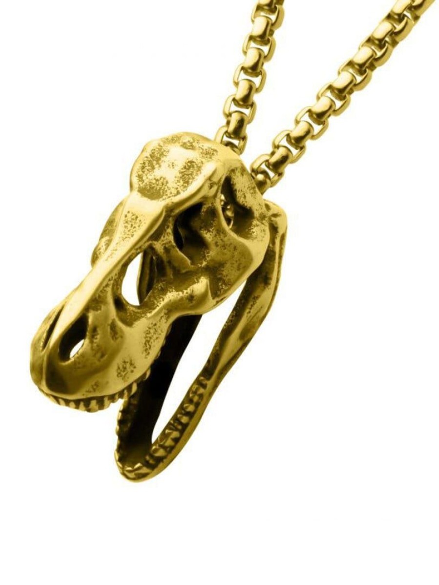 Wholesale Inox T-Rex Skull Inox Kaulakoru - Kultainen